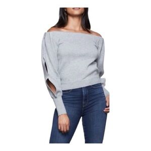 GOOD AMERICAN-GRAY OFF SHOULDER SWEATER-WOMENS SIZE SMALL (1)